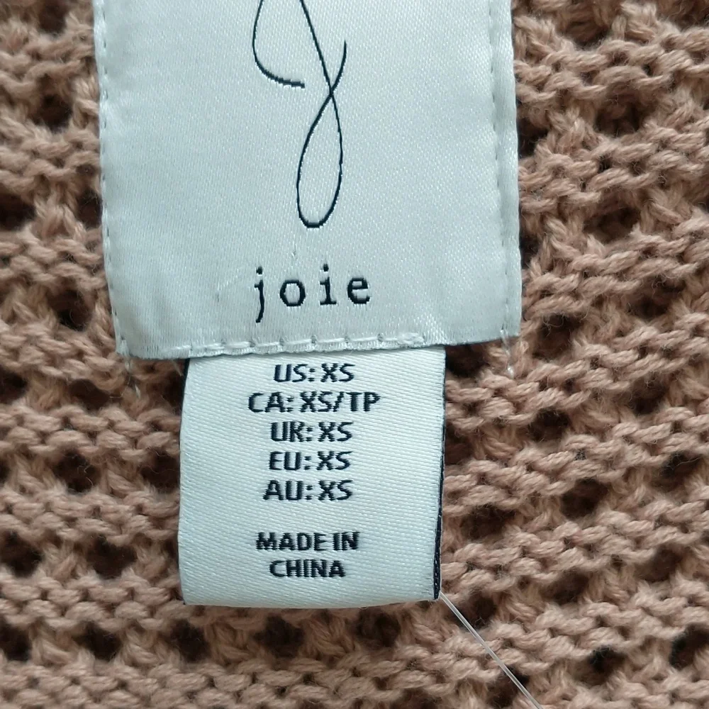 Joie v-neck cardigan sweater open large weave knit crochet cropped tan size XS - Picture 6 of 7